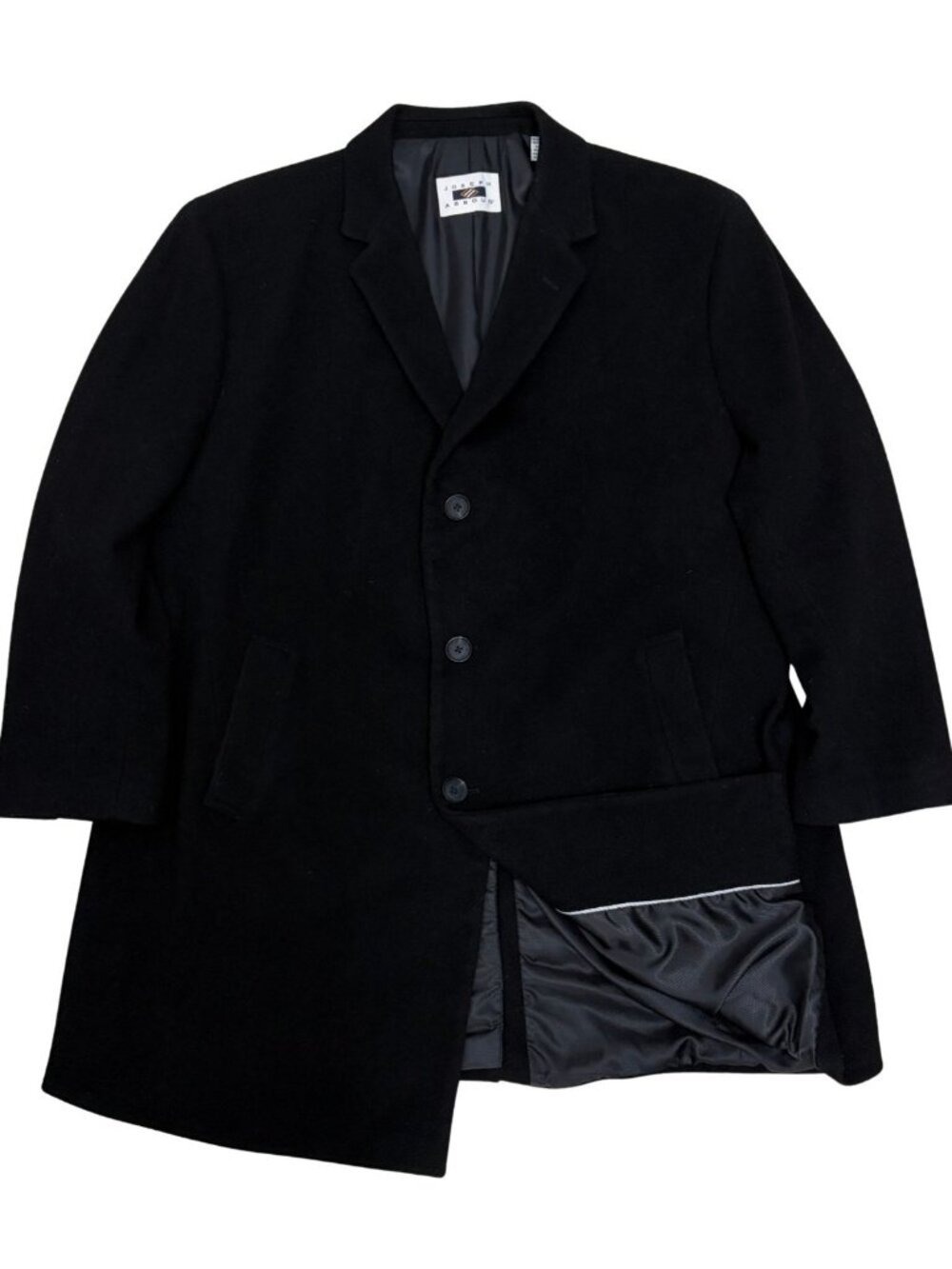 Joseph Abboud Wool Cashmere Pea Coat Black Long Trench Business Jacket Mens 2XL